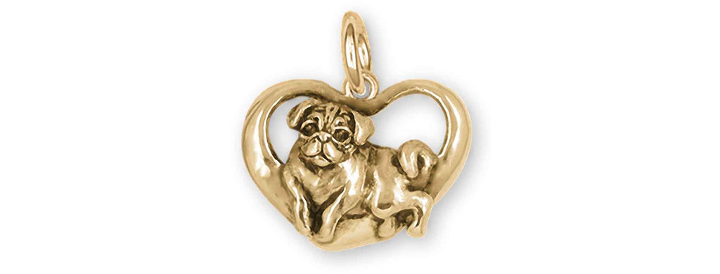 Pug Charms Pug Charm 14k Yellow Gold Pug Jewelry Pug jewelry