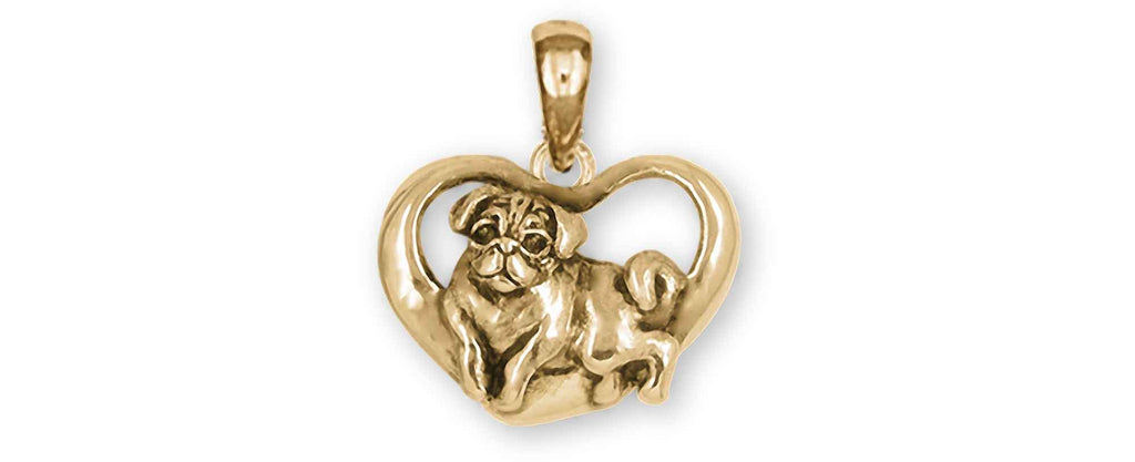 Pug Charms Pug Pendant 14k Yellow Gold Pug Jewelry Pug jewelry