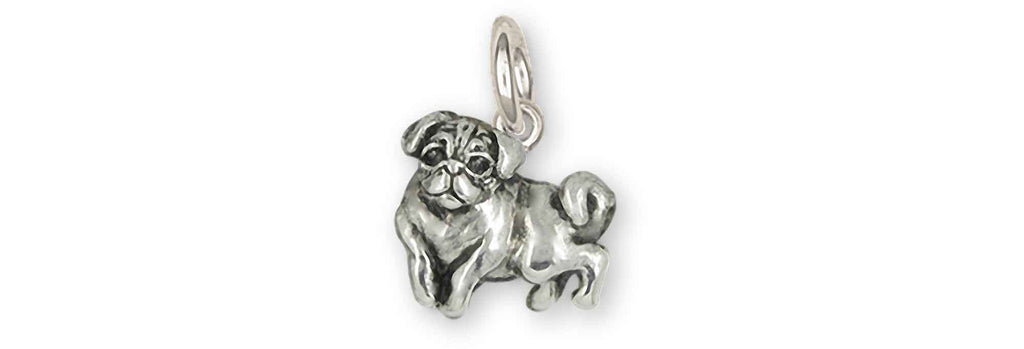 Pug Charms Pug Charm Sterling Silver Pug Jewelry Pug jewelry