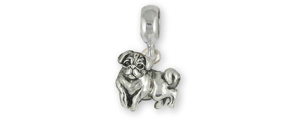 Pug Charms Pug Charm Slide Sterling Silver Pug Jewelry Pug jewelry