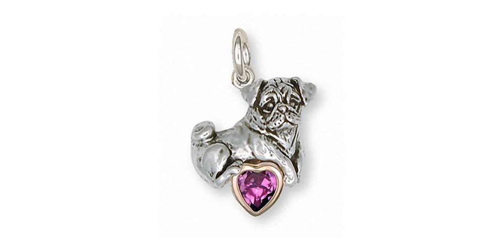 Pug Charms Pug Charm Silver And Gold Dog Jewelry Pug jewelry