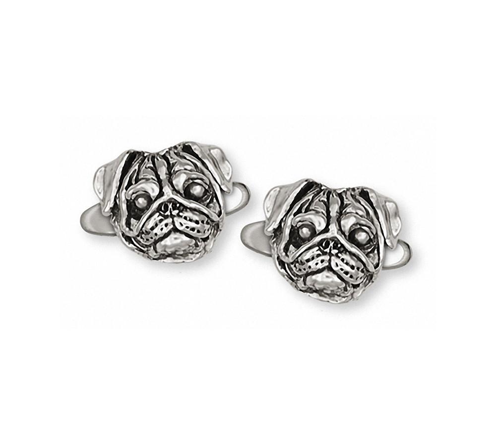 Pug Charms Pug Cufflinks Sterling Silver Dog Jewelry Pug jewelry