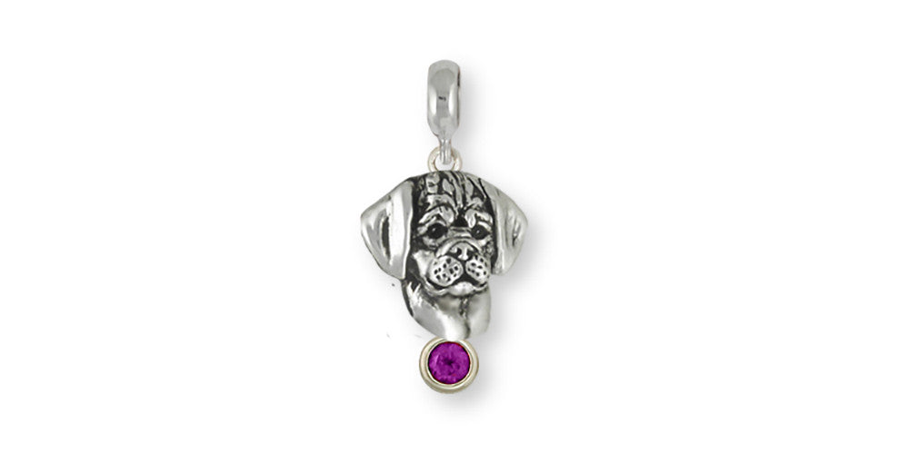 Puggle Birthstone Charms Puggle Birthstone Charm Slide Sterling Silver Dog Jewelry Puggle Birthstone jewelry