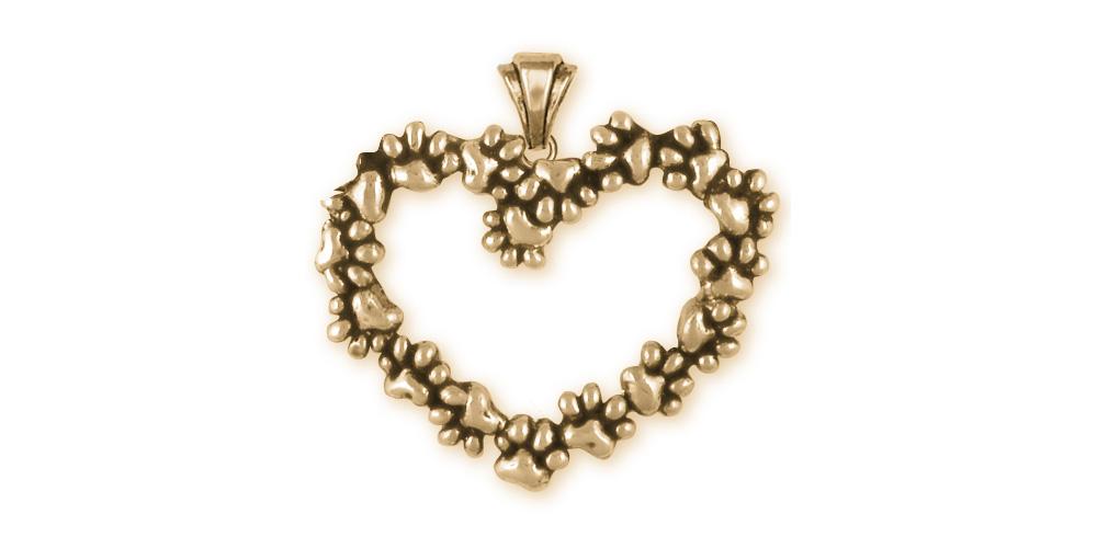 Paw Print Heart Charms Paw Print Heart Pendant 14k Gold Vermeil Paw Heart Jewelry Paw Print Heart jewelry
