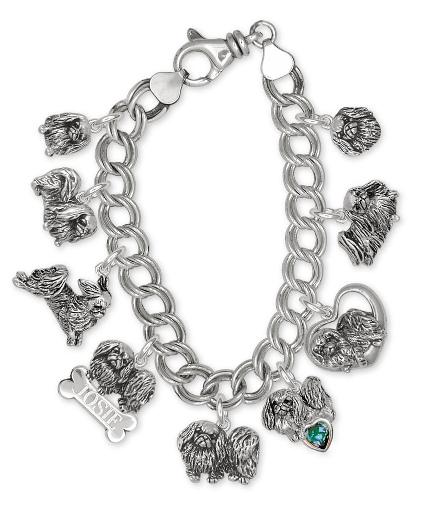 Pekingese Charms Pekingese Charm Bracelet Handmade Sterling Silver Dog Jewelry Pekingese jewelry