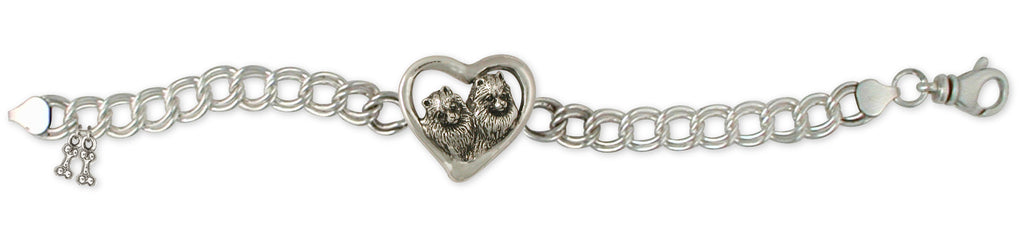 Pomeranian Heart Charms Pomeranian Heart Bracelet Handmade Sterling Silver Dog Jewelry Pomeranian heart jewelry