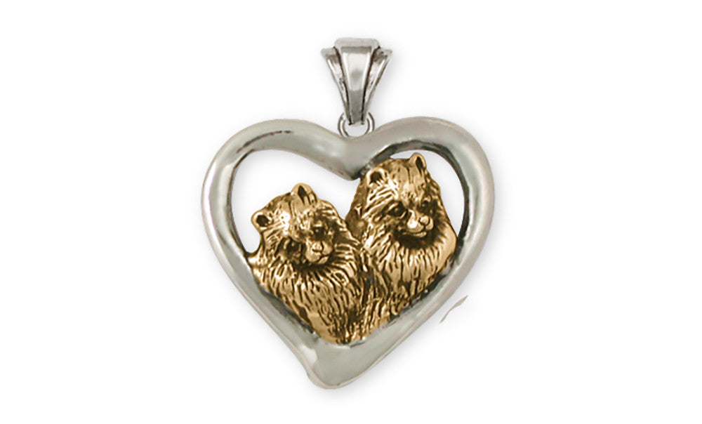Pomeranian Charms Pomeranian Pendant 14k Two Tone Gold Vermeil Dog Jewelry Pomeranian jewelry