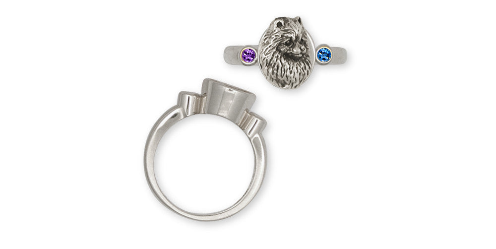 Pomeranian Charms Pomeranian Ring Sterling Silver Dog Jewelry Pomeranian jewelry