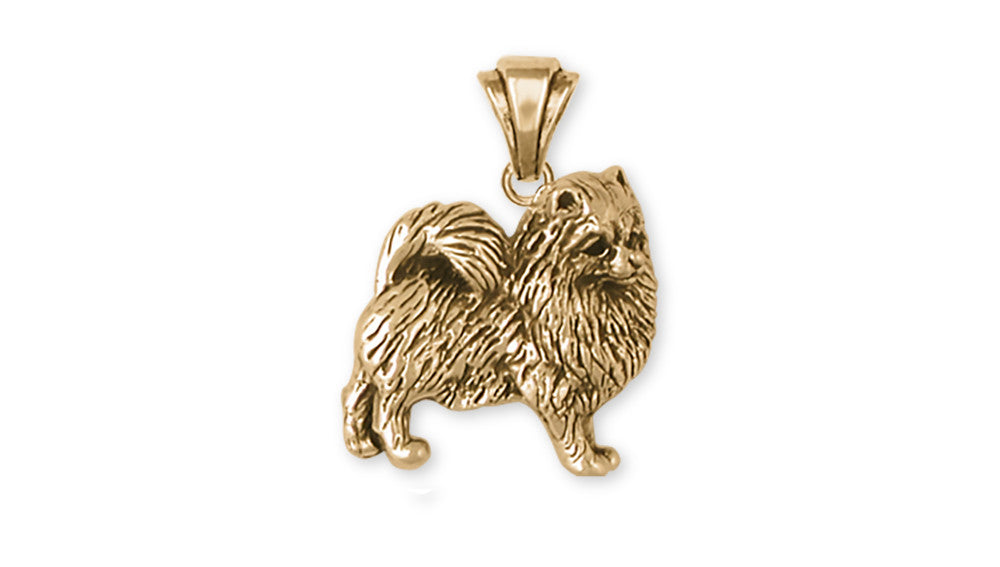 Pomeranian Charms Pomeranian Pendant 14k Yellow Gold Vermeil Dog Jewelry Pomeranian jewelry