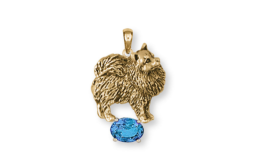 Pomeranian Charms Pomeranian Birthstone Pendant 14k Yellow Gold Vermeil Dog Jewelry Pomeranian jewelry
