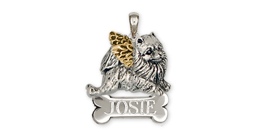Pomeranian Angel Charms Pomeranian Angel Pendant 14k Two Tone Gold Vermeil Dog Jewelry Pomeranian angel jewelry