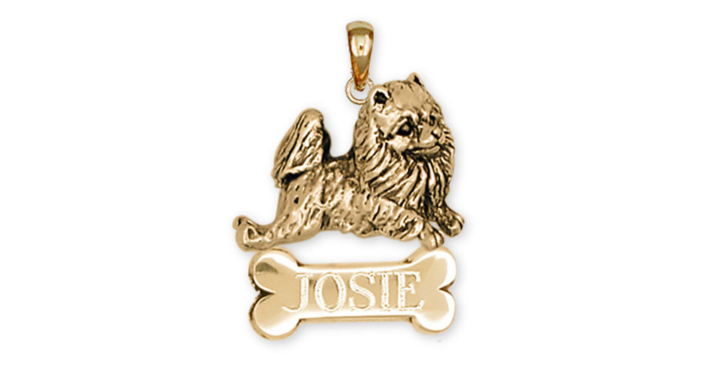 Pomeranian Charms Pomeranian Personalized Pendant 14k Yellow Gold Vermeil Dog Jewelry Pomeranian jewelry