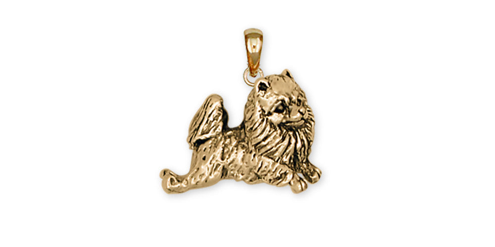 Pomeranian Charms Pomeranian Pendant 14k Yellow Gold Vermeil Dog Jewelry Pomeranian jewelry