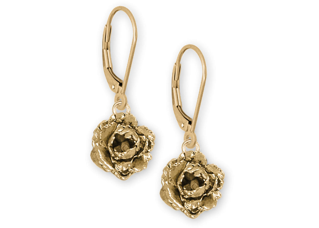 Peony Charms Peony Earrings 14k Yellow Gold Peony Flower Jewelry Peony jewelry