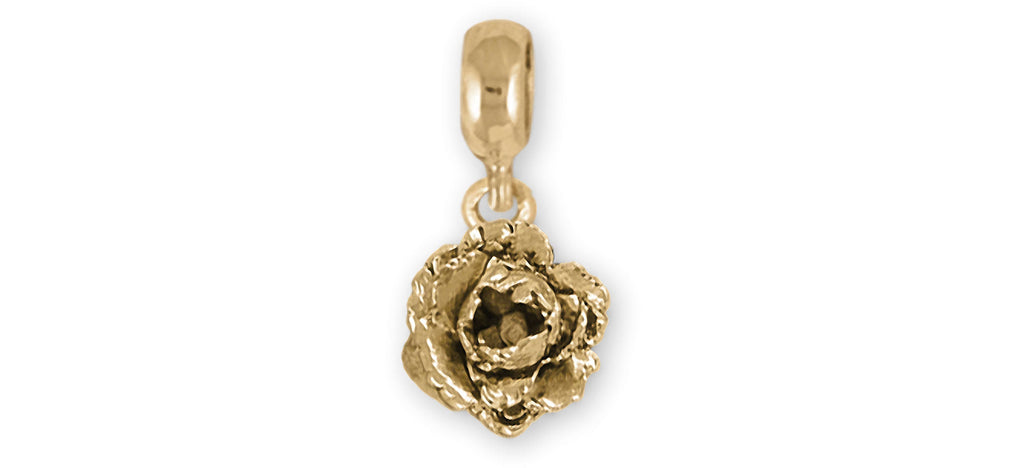 Peony Charms Peony Charm Slide 14k Yellow Gold Peony Flower Jewelry Peony jewelry