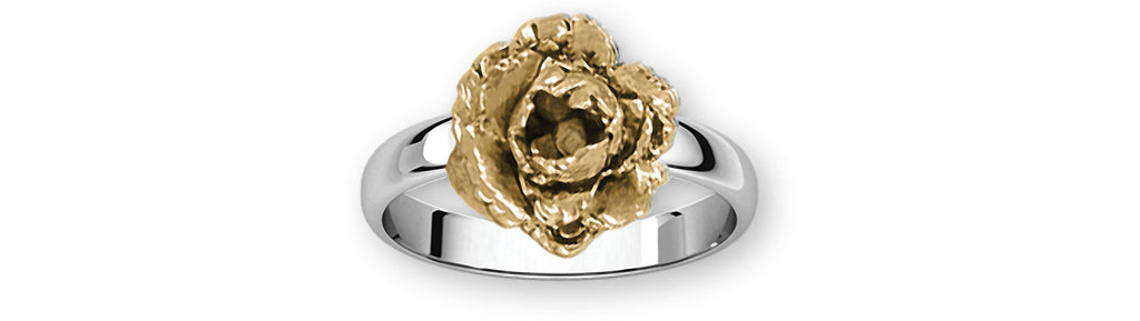 Peony Charms Peony Ring Silver And 14k Gold Peony Flower Jewelry Peony jewelry