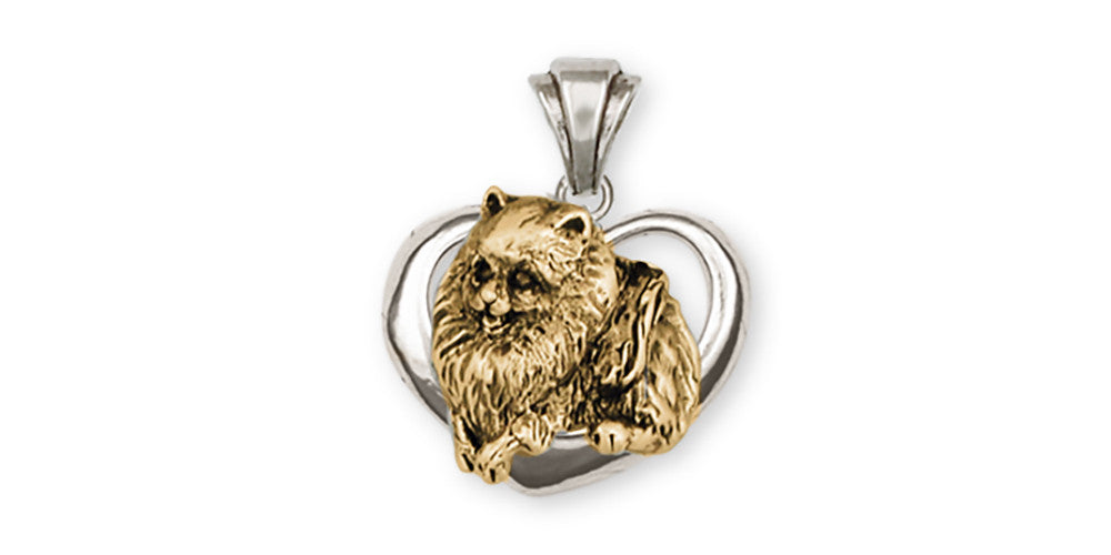 Pomeranian Charms Pomeranian Pendant 14k Two Tone Gold Vermeil Dog Jewelry Pomeranian jewelry