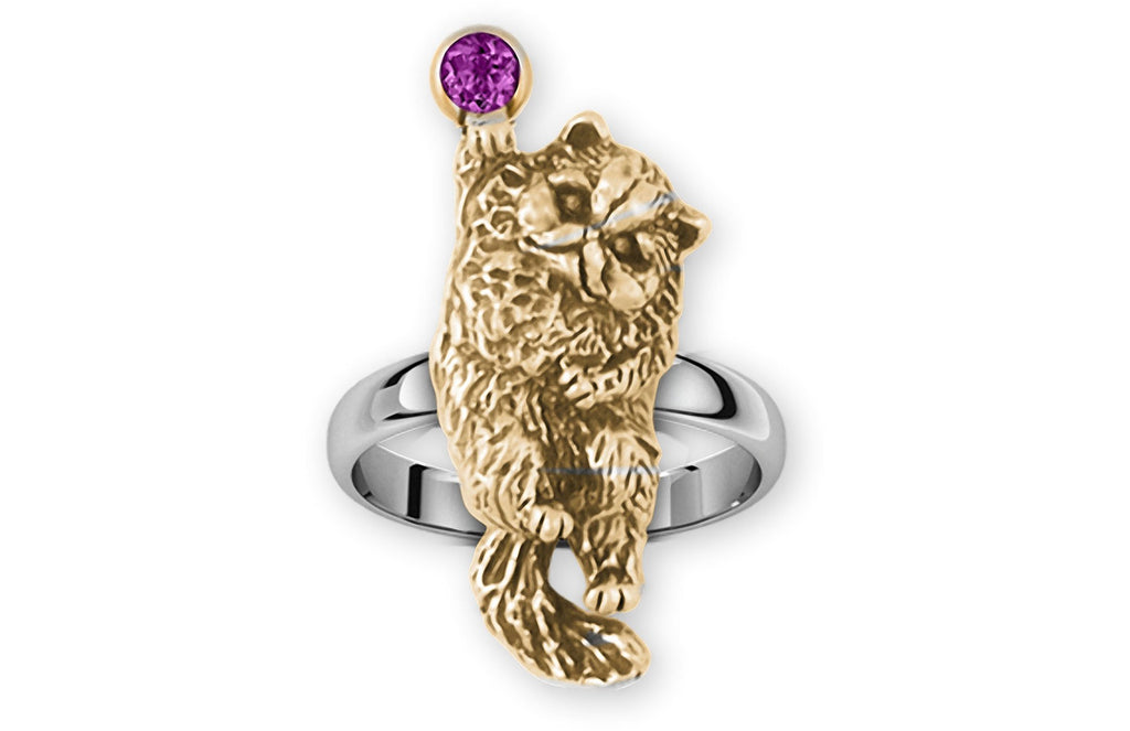 Persian Cat Charms Persian Cat Ring Silver And 14k Gold Persian Cat Jewelry Persian Cat jewelry
