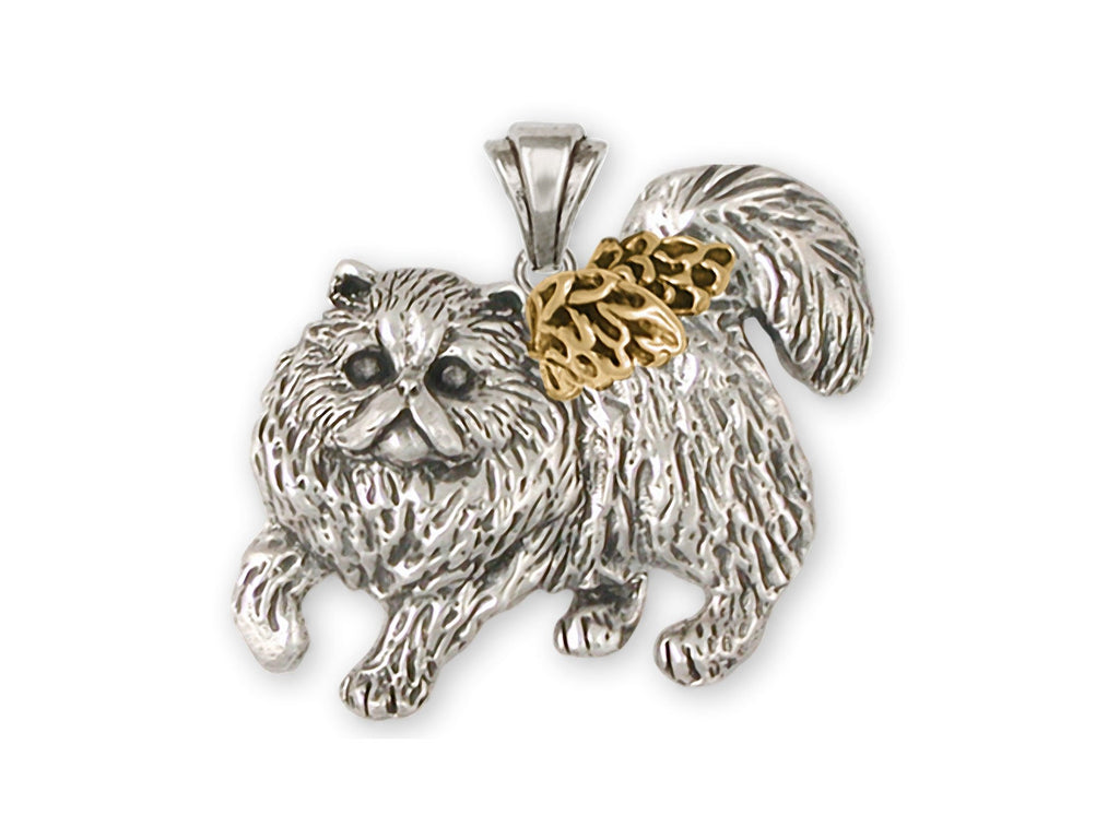 Persian Cat Charms Persian Cat Pendant Silver And 14k Gold Persian Cat Jewelry Persian Cat jewelry
