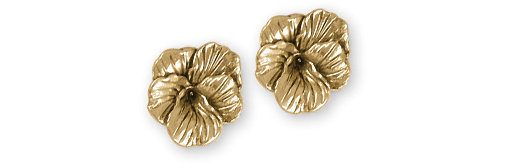 Pansy Charms Pansy Earrings 14k Yellow Gold Pansy Flower Jewelry Pansy jewelry