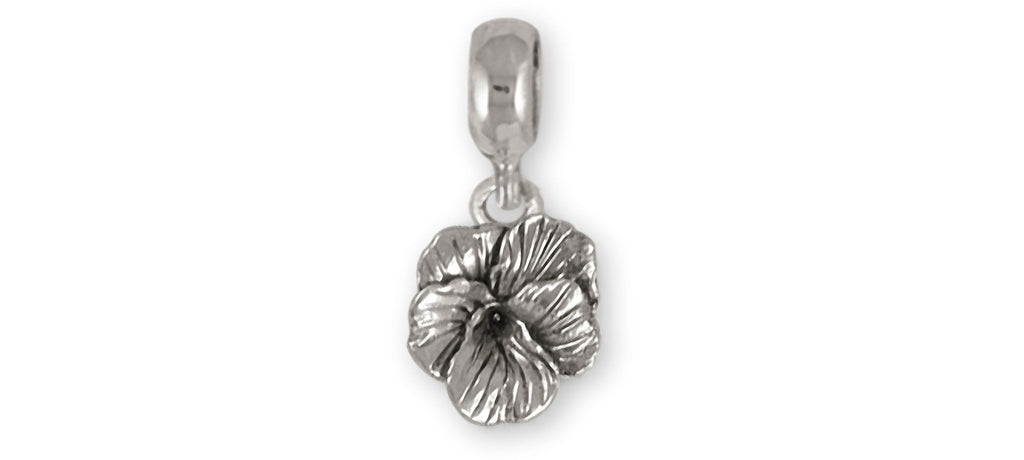 Pansy Charms Pansy Charm Slide Sterling Silver Pansy Flower Jewelry Pansy jewelry