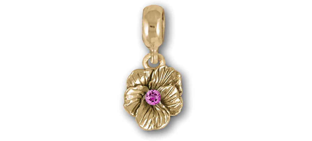 Pansy Birthstone Charms Pansy Birthstone Charm Slide 14k Yellow Gold Pansy Flower Jewelry Pansy Birthstone jewelry