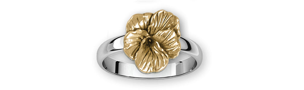 Pansy Charms Pansy Ring Silver And 14k Gold Pansy Flower Jewelry Pansy jewelry