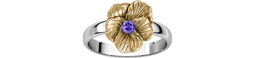Pansy Birthstone Charms Pansy Birthstone Ring Silver And 14k Gold Pansy Flower Jewelry Pansy Birthstone jewelry