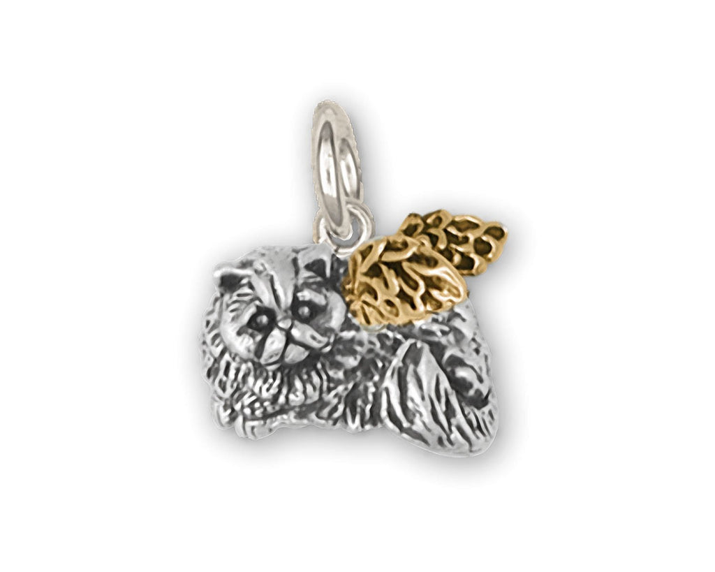 Persian Cat Charms Persian Cat Charm Silver And 14k Gold Persian Cat Jewelry Persian Cat jewelry