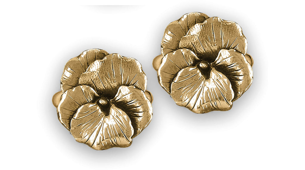 Pansy Flower Charms Pansy Flower Cufflinks 14k Gold Vermeil Pansy Jewelry Pansy Flower jewelry