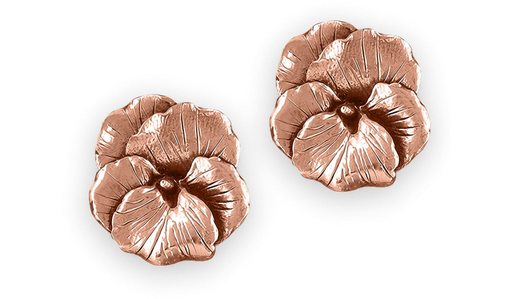 Pansy Flower Charms Pansy Flower Earrings 14k Rose Gold Pansy Jewelry Pansy Flower jewelry