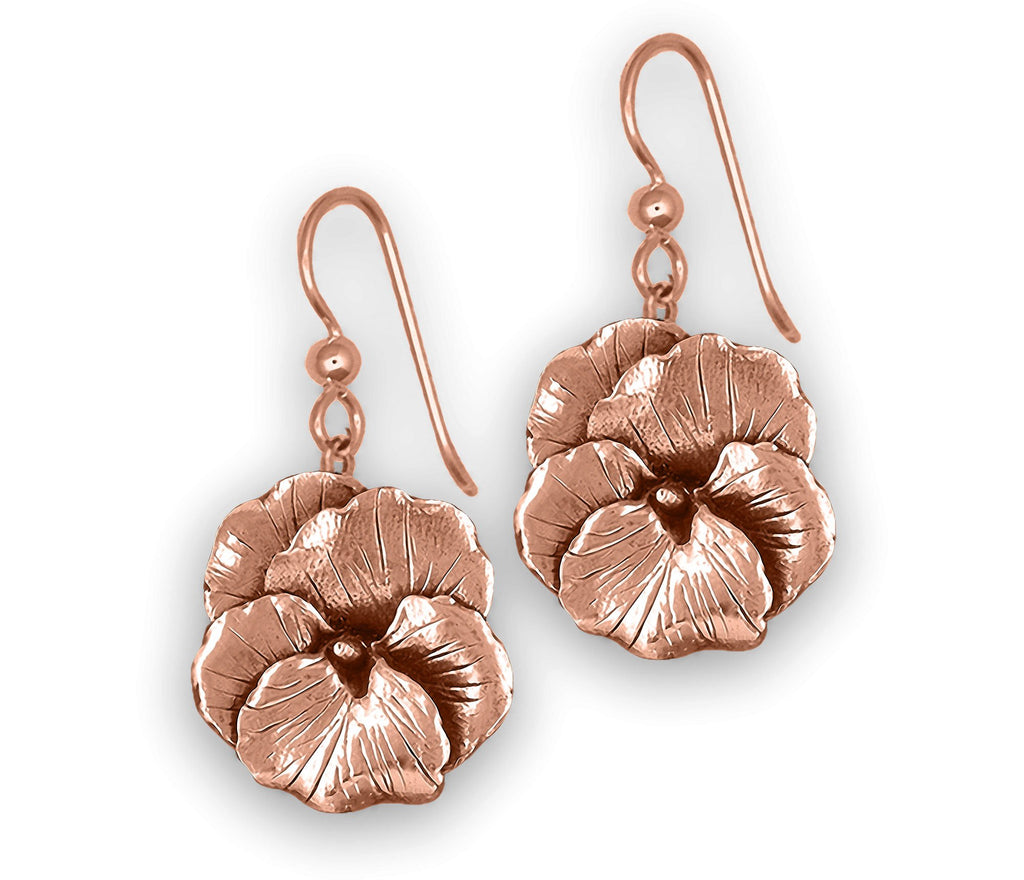 Pansy Flower Charms Pansy Flower Earrings 14k Rose Gold Pansy Jewelry Pansy Flower jewelry