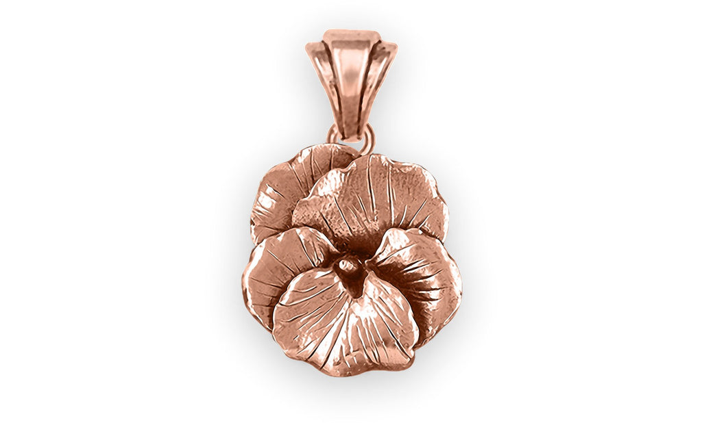 Pansy Flower Charms Pansy Flower Pendant 14k Rose Gold Pansy Jewelry Pansy Flower jewelry