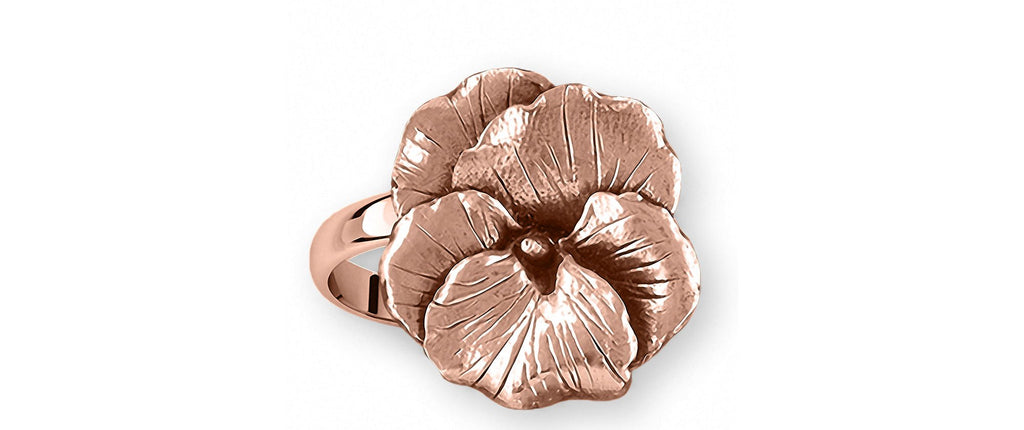 Pansy Flower Charms Pansy Flower Ring 14k Rose Gold Pansy Jewelry Pansy Flower jewelry