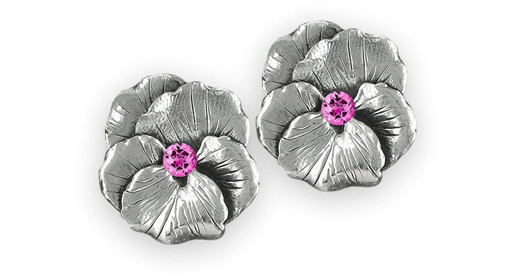 Pansy Flower Charms Pansy Flower Earrings Sterling Silver  Pansy Birthstone Jewelry Pansy Flower jewelry