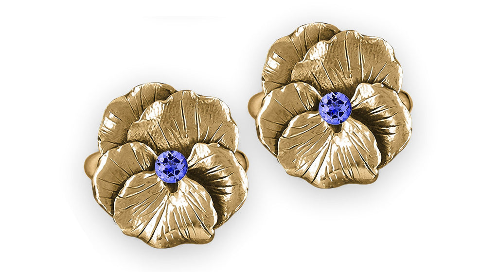 Pansy Flower Charms Pansy Flower Earrings 14k Gold  Pansy Birthstone Jewelry Pansy Flower jewelry
