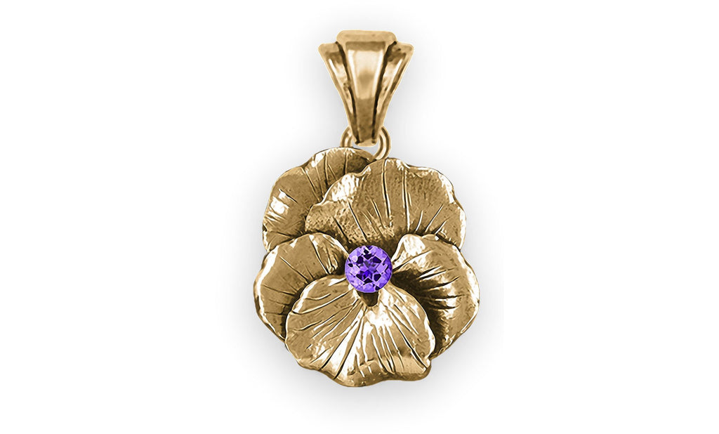 Pansy Flower Charms Pansy Flower Pendant 14k Gold  Pansy Birthstone Jewelry Pansy Flower jewelry
