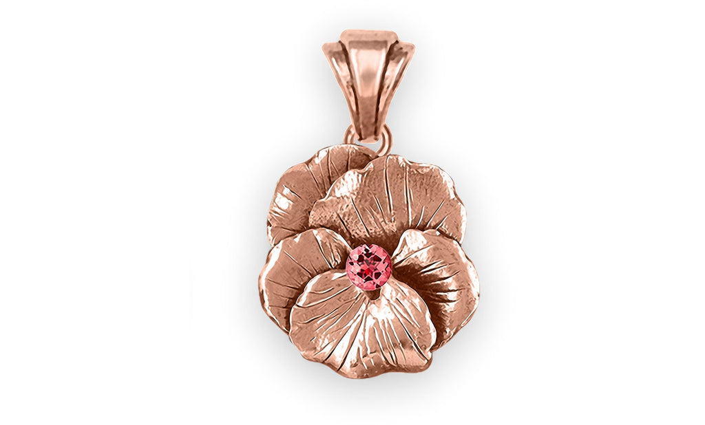 Pansy Flower Charms Pansy Flower Pendant 14k Rose Gold  Pansy Birthstone Jewelry Pansy Flower jewelry