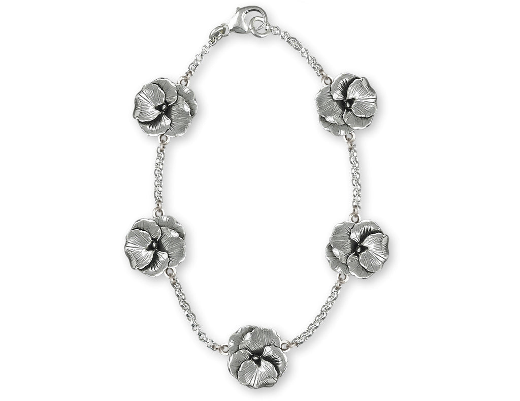 Pansy Charms Pansy Bracelet Sterling Silver Pansy Flower Jewelry Pansy jewelry
