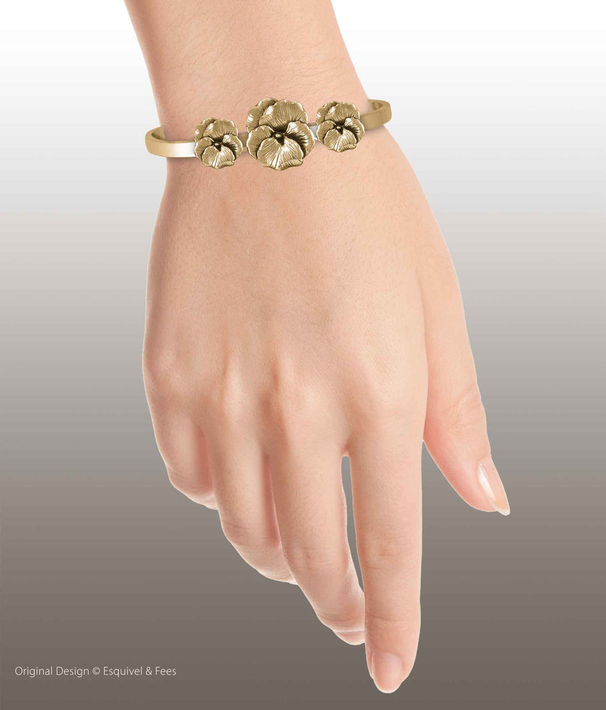 Pansy Jewelry 14k Gold Handmade Pansy Flower Bracelet  PSY1X-CBG