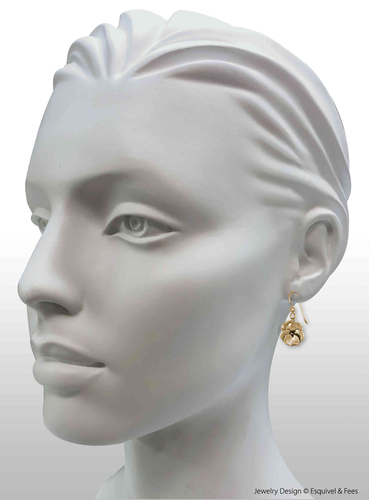 Pansy Jewelry 14k Gold Handmade Pansy Flower Earrings  PSY1X-FWG