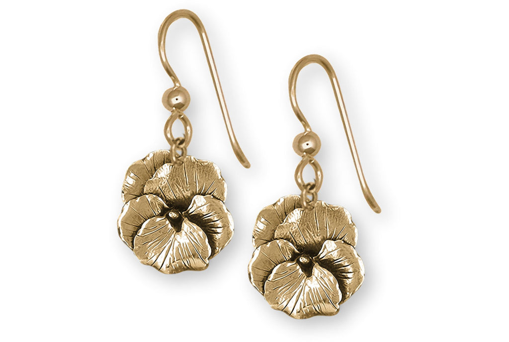 Pansy Charms Pansy Earrings 14k Gold Pansy Flower Jewelry Pansy jewelry