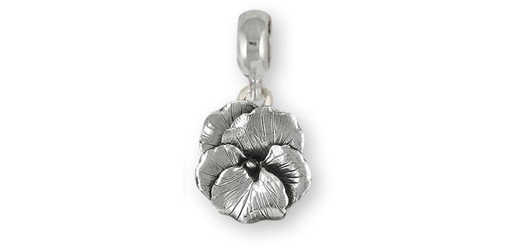 Pansy Charms Pansy Charm Slide Sterling Silver Pansy Flower Jewelry Pansy jewelry