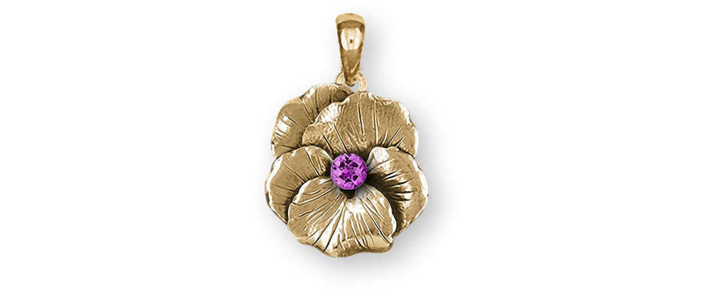 Pansy Birthstone Charms Pansy Birthstone Pendant With Birthstone 14k Gold Pansy Flower Jewelry Pansy Birthstone jewelry