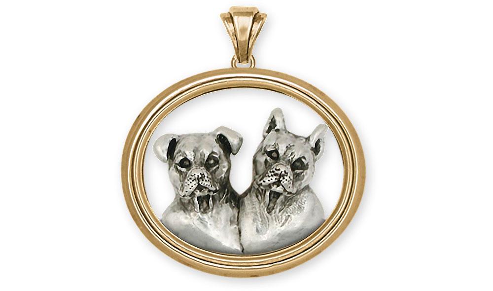 Pit Bull Charms Pit Bull Pendant 14k White And Yellow Gold Pit Bull Jewelry Pit Bull jewelry