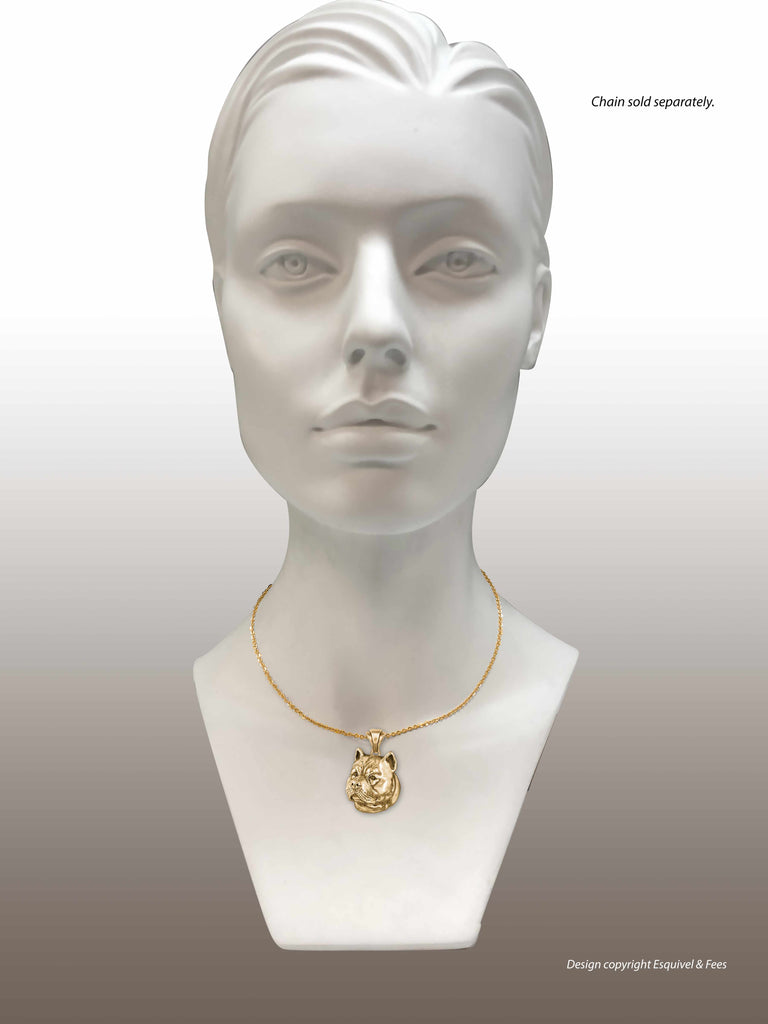 Pit Bull Jewelry 14k Gold Vermeil Handmade Pit Bull Pendant  PTB12X-PVM