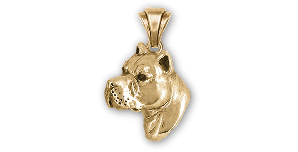 Pit Bull Charms Pit Bull Pendant 14k Yellow Gold Pit Bull Jewelry Pit Bull jewelry
