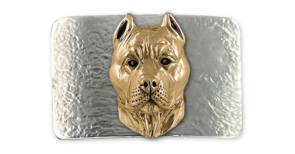 Pit Bull Charms Pit Bull Belt Buckle Sterling Silver And Yellow Bronze Pit Bull Jewelry Pit Bull jewelry