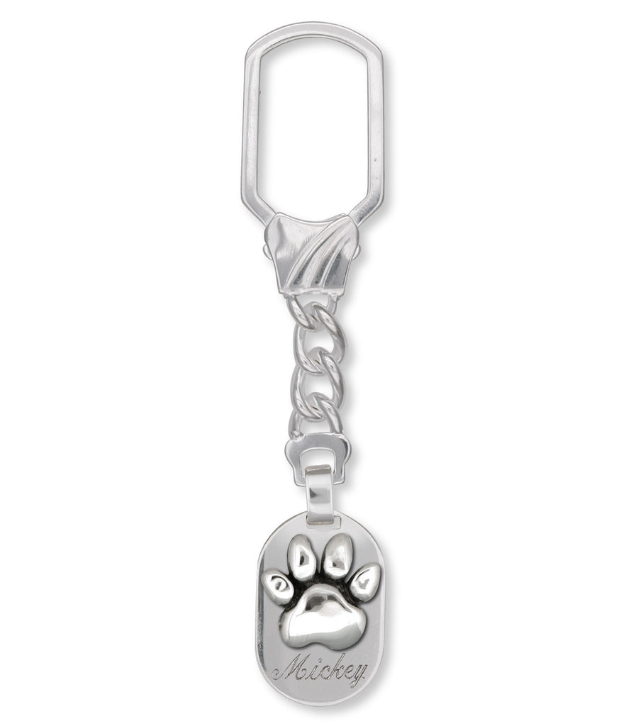 Dog Paw Charms Dog Paw Key Ring Sterling Silver Dog Jewelry Dog Paw jewelry