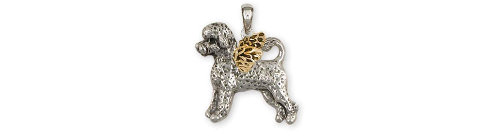 Portuguese Water Dog Charms Portuguese Water Dog Pendant Silver And 14k Gold Portuguese Water Dog Jewelry Portuguese Water Dog jewelry